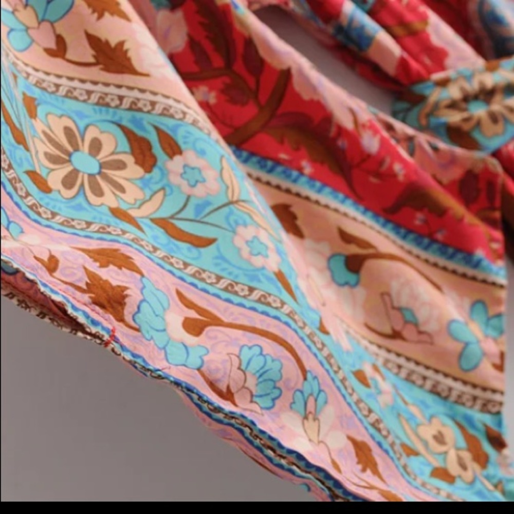 SOLD OUT Red Floral Gypsy Kimono Duster Maxi Dress - Picture 14 of 16